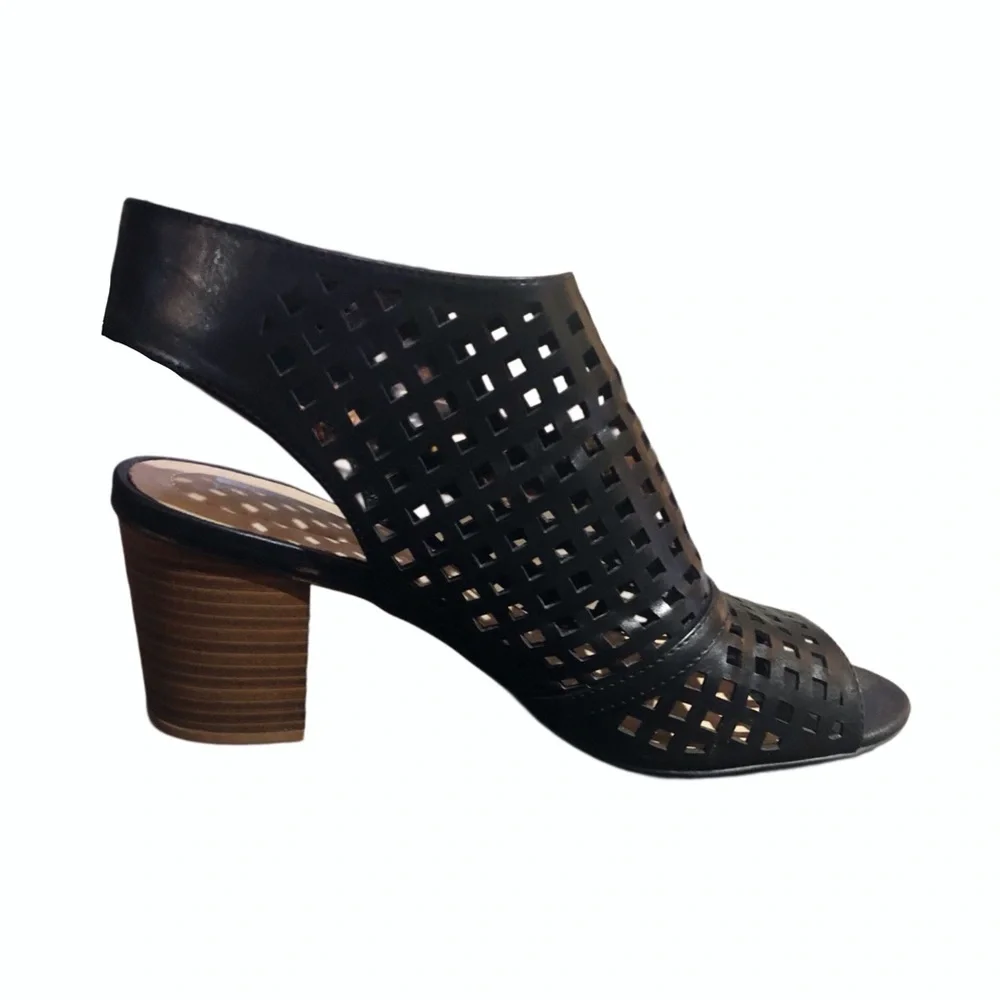 Kim Rogers Simion Open Toe Black Cutout Chunky Sandals Sz 11
